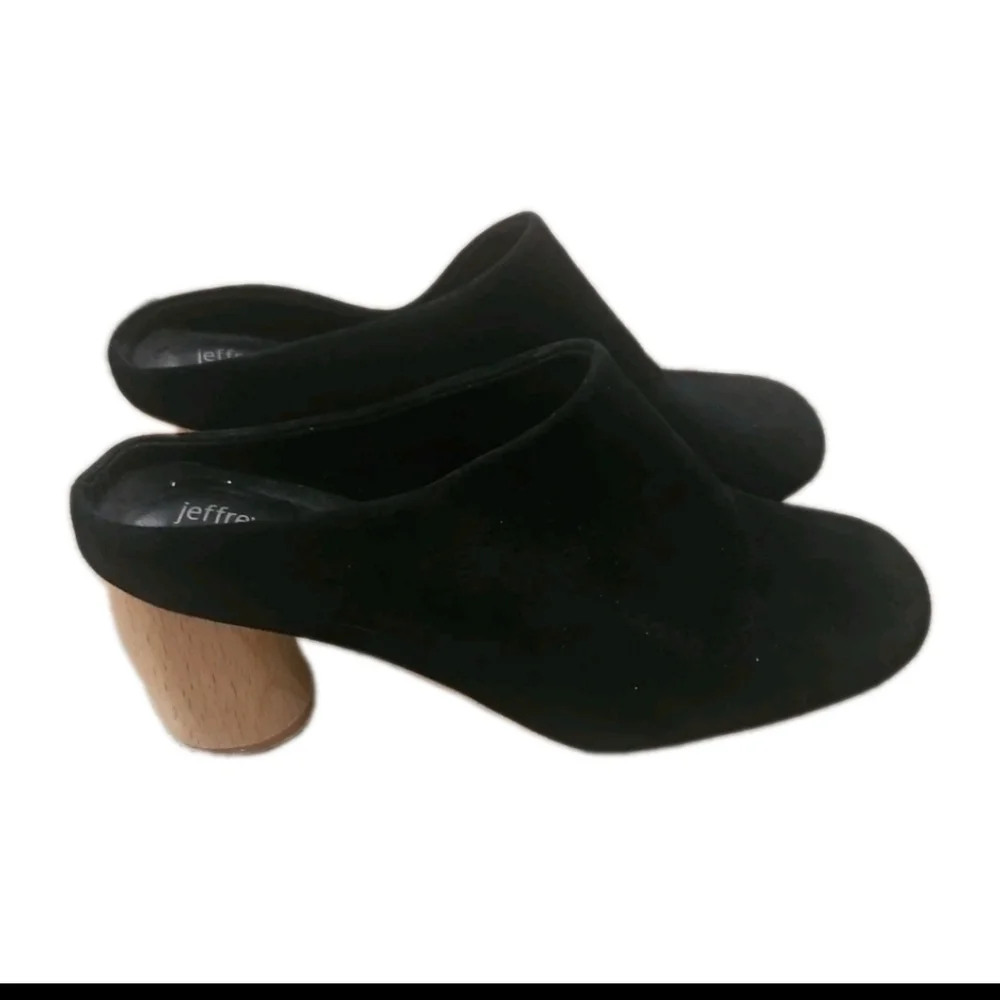 Jeffrey Campbell Womens Suede Black Yucca Slip On Wood Block Mule 7.5 - Picture 3 of 10